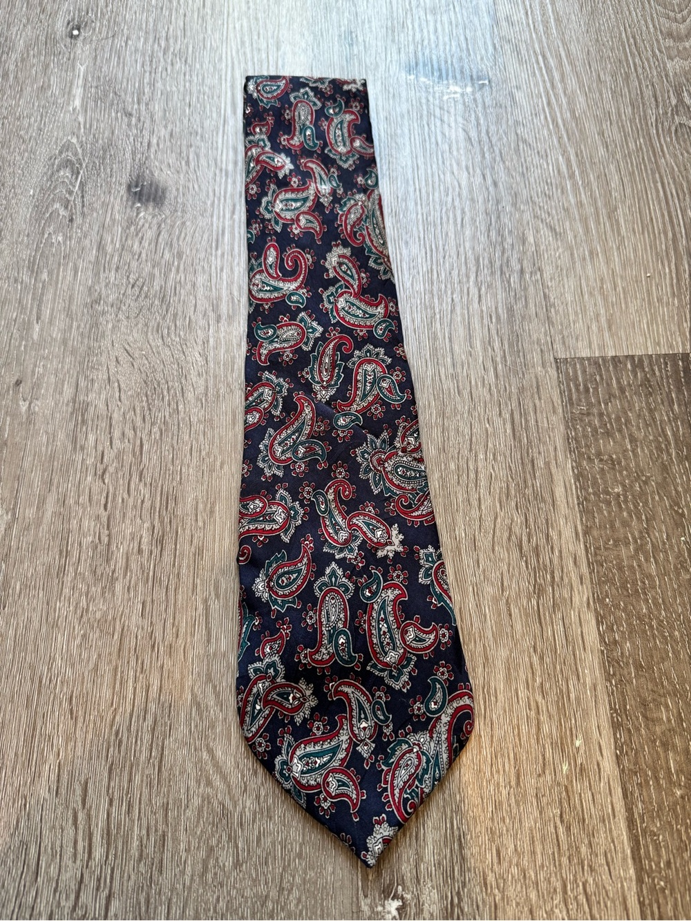 Bellini New York Milan Paisley Silk Tie Navy Red Green Vintage Necktie